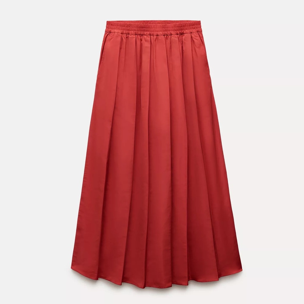 Zara Elegant Red Maxi Skirt